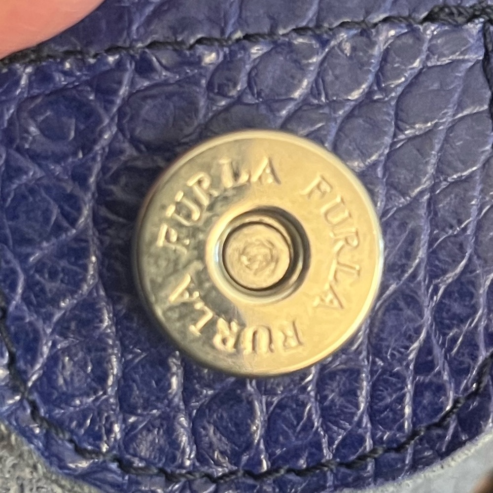 FURLA LEATHER (CANDY BAG) CROCODILE EMBOSSED SATCHEL TOTE PURPLE/BLUE - Picture 13 of 15